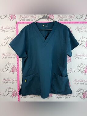 Four stretch tshirt blue scrubs Women's V-Neck Scrub Tunic Top in A Navy Blue